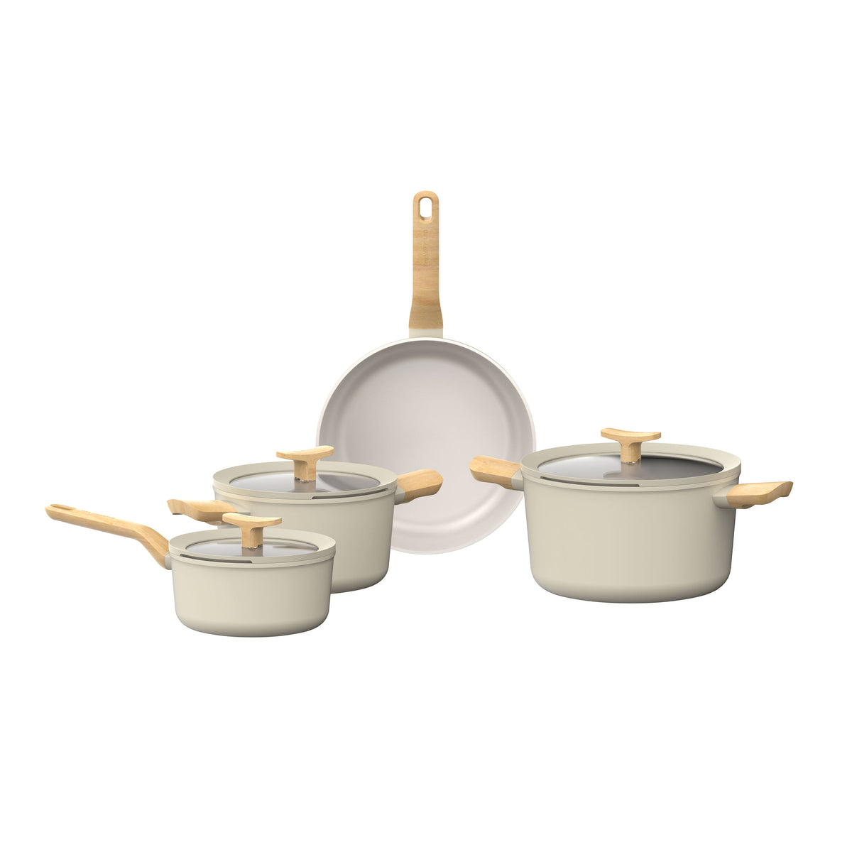 BergHOFF Leo Balance 7-Piece Cookware Set, Cream 3950720 Cookware Set