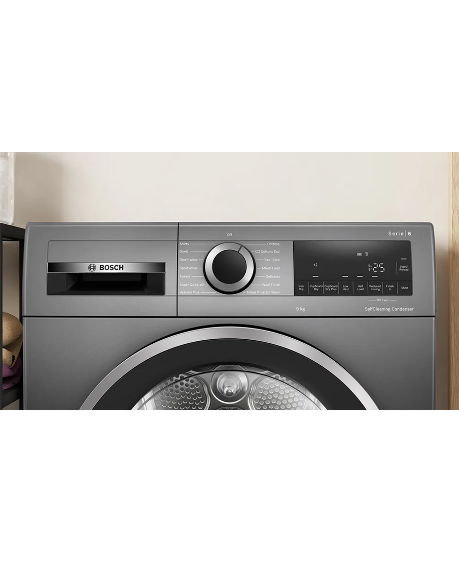 Bosch Series 6, 9kg Heat Pump Tumble Dryer | Graphite WQG245R9GB Redmond Electric Gorey
