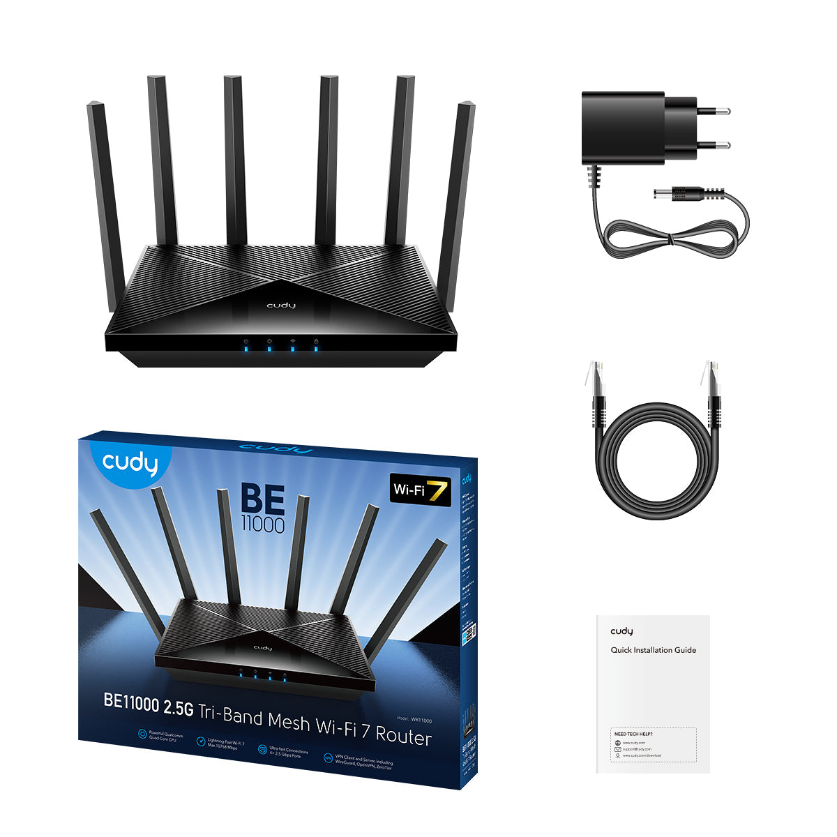 Cudy BE11000 Tri-Band Mesh Wi-Fi 7 Router WR11000