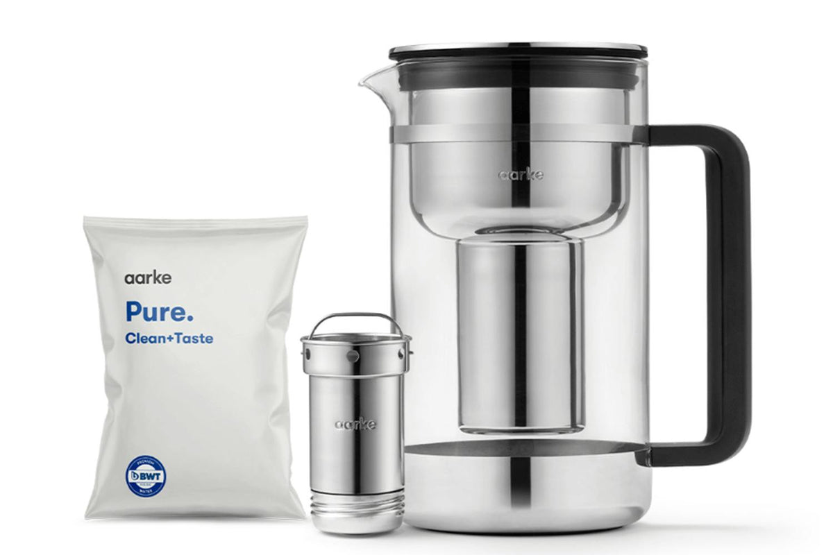 Aarke 1.66L Water Purifier Jug Large | Glass & Steel - A1220 Redmond Electric Gorey