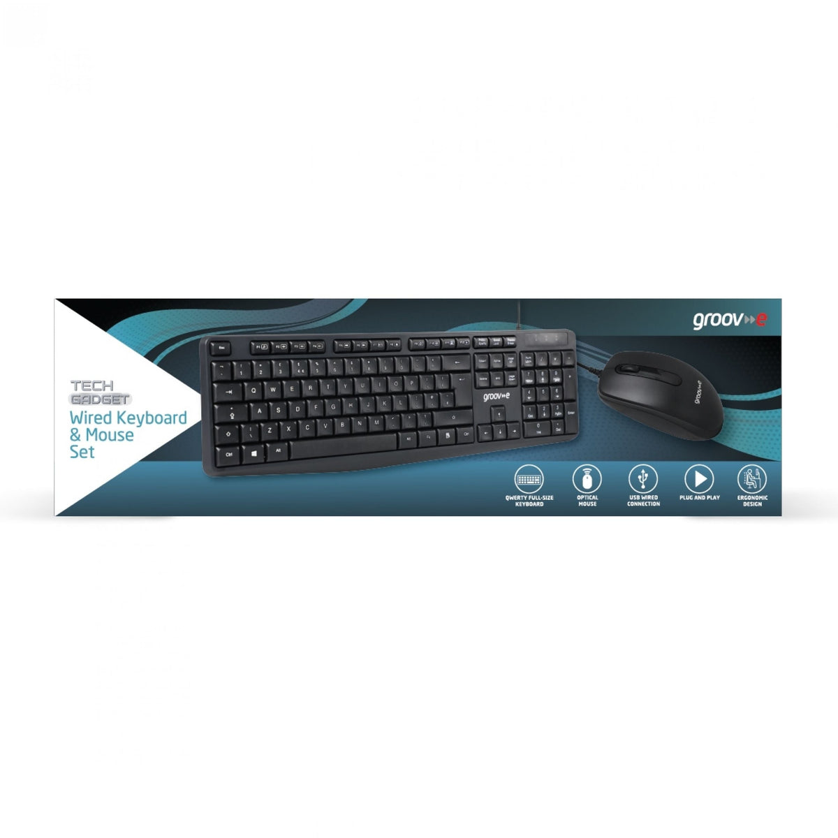 Groov-e Wired Keyboard and Mouse Set Black GVPC19BK