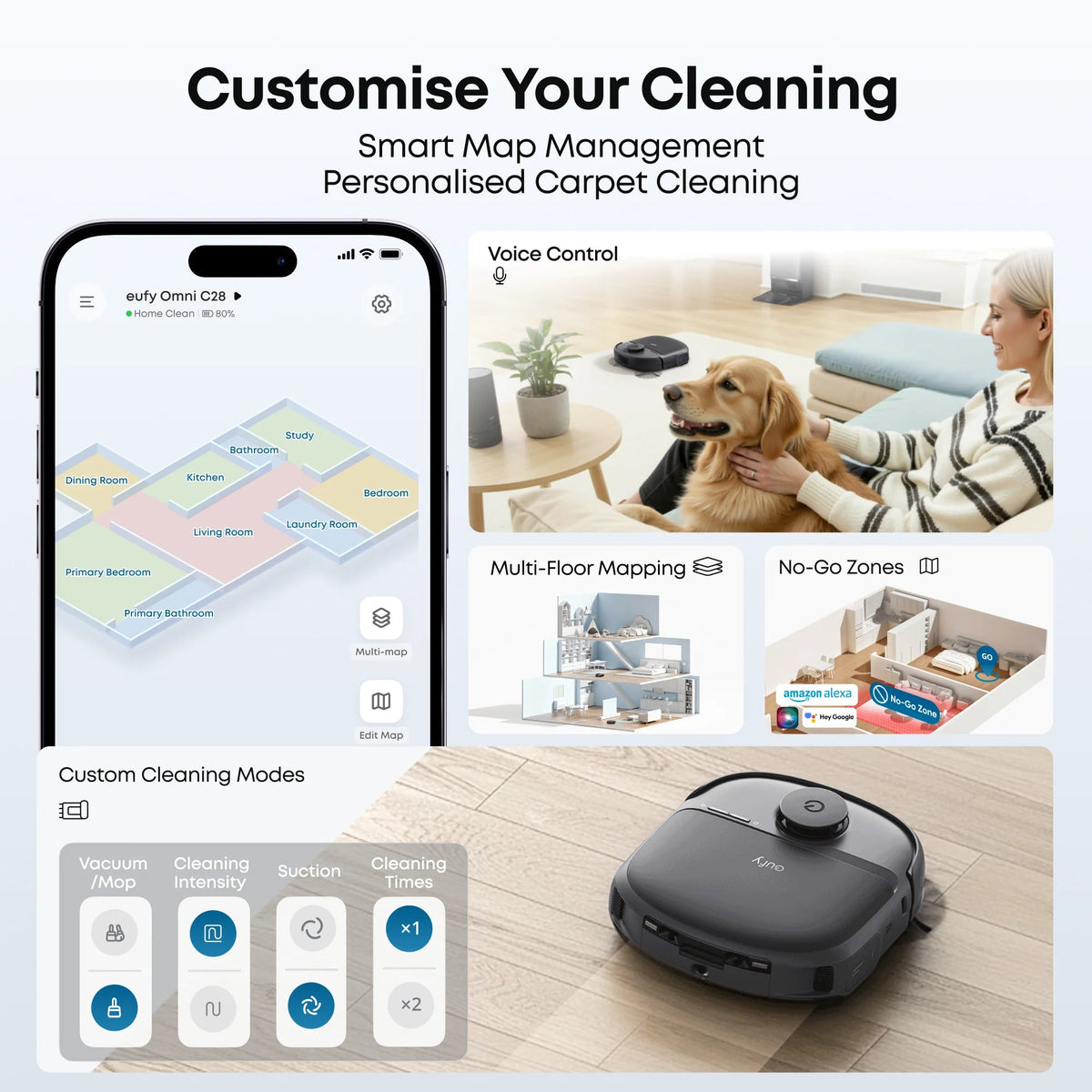 Omni C28A Robot Vacuum & Mop with All-in-One Station with Accessory Kit