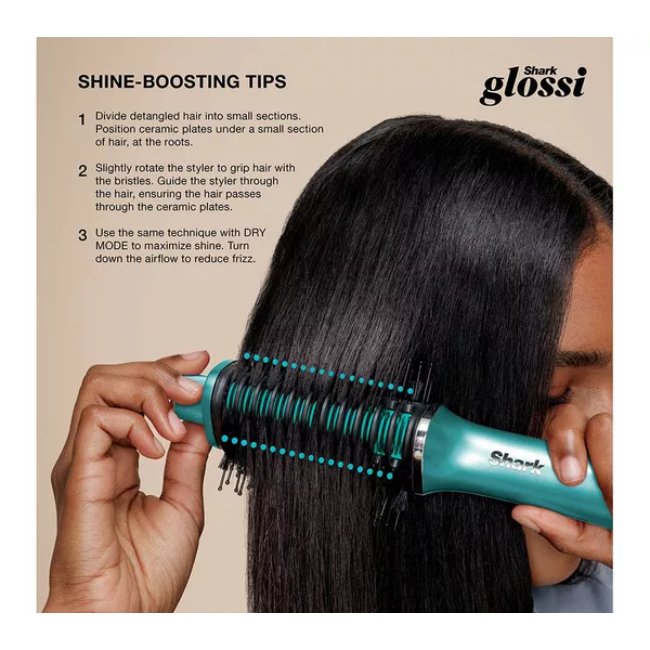 Shark Glossi 2-In-1 Hot Brush + Air Glosser | Juniper - HT302UKTL Redmond Electric Gorey