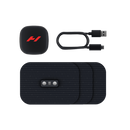 Black venom go electronic device with a USB cable and charging case on a transparent background