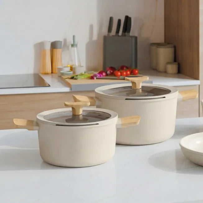Leo Balance 7 Piece Cookware Set Cream