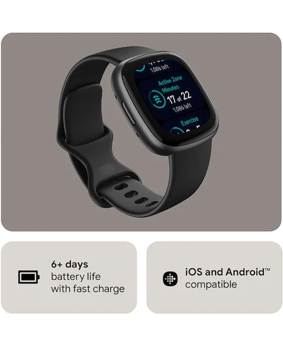 Fitbit Versa 4 Health & Fitness Smart Watch | Black & Graphite 79-FB523BKBK Redmond Electric Gorey