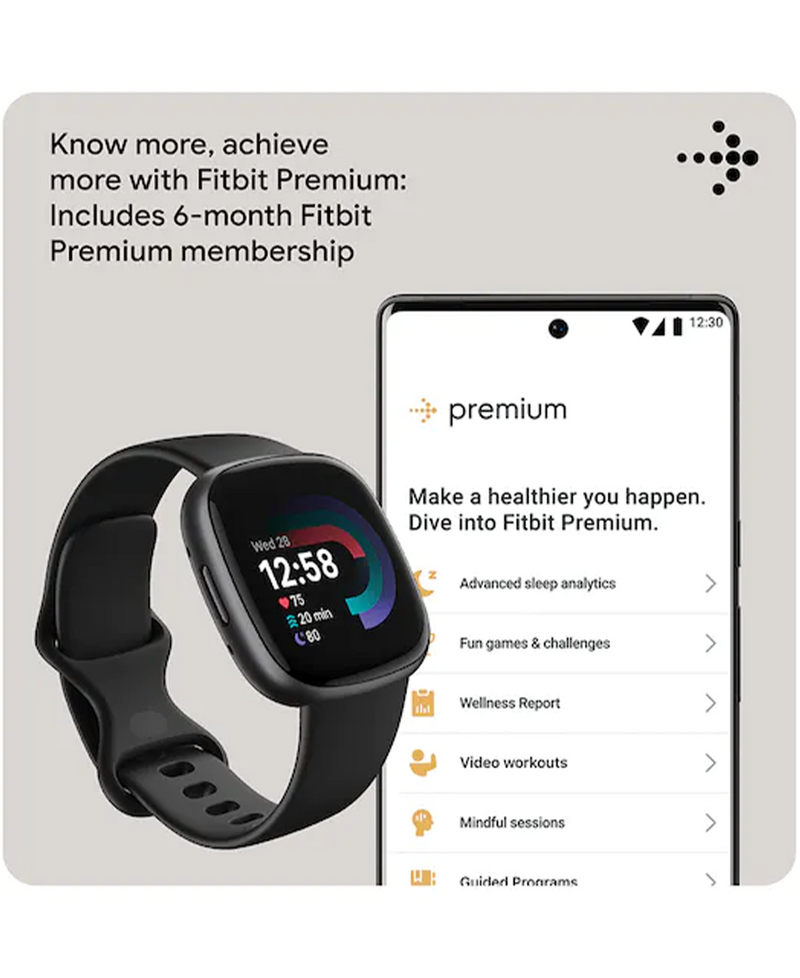 Fitbit Versa 4 Health Fitness Smart Watch Black Graphite 79