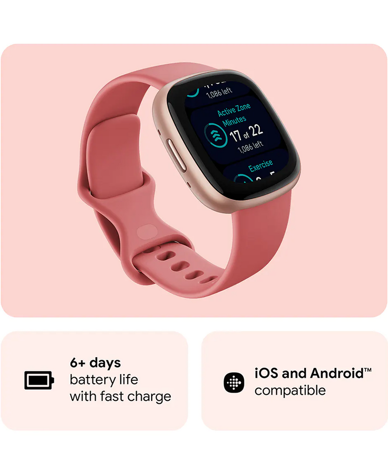 Fitbit Versa 4 Health Fitness Smart Watch Pink Sand Copper Rose 79 FB523RGRW