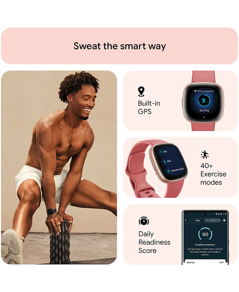 Fitbit Versa 4 Health Fitness Smart Watch Pink Sand Copper Rose 79 FB523RGRW