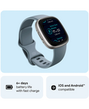 Fitbit Versa 4 Smartwatch | Waterfall Blue & Platinum 79-FB523SRAG Redmond Electric Gorey
