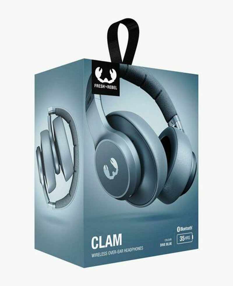 Dive Clam Headphones 801672 Wireless Blue Over-Ear Rebel Fresh N |