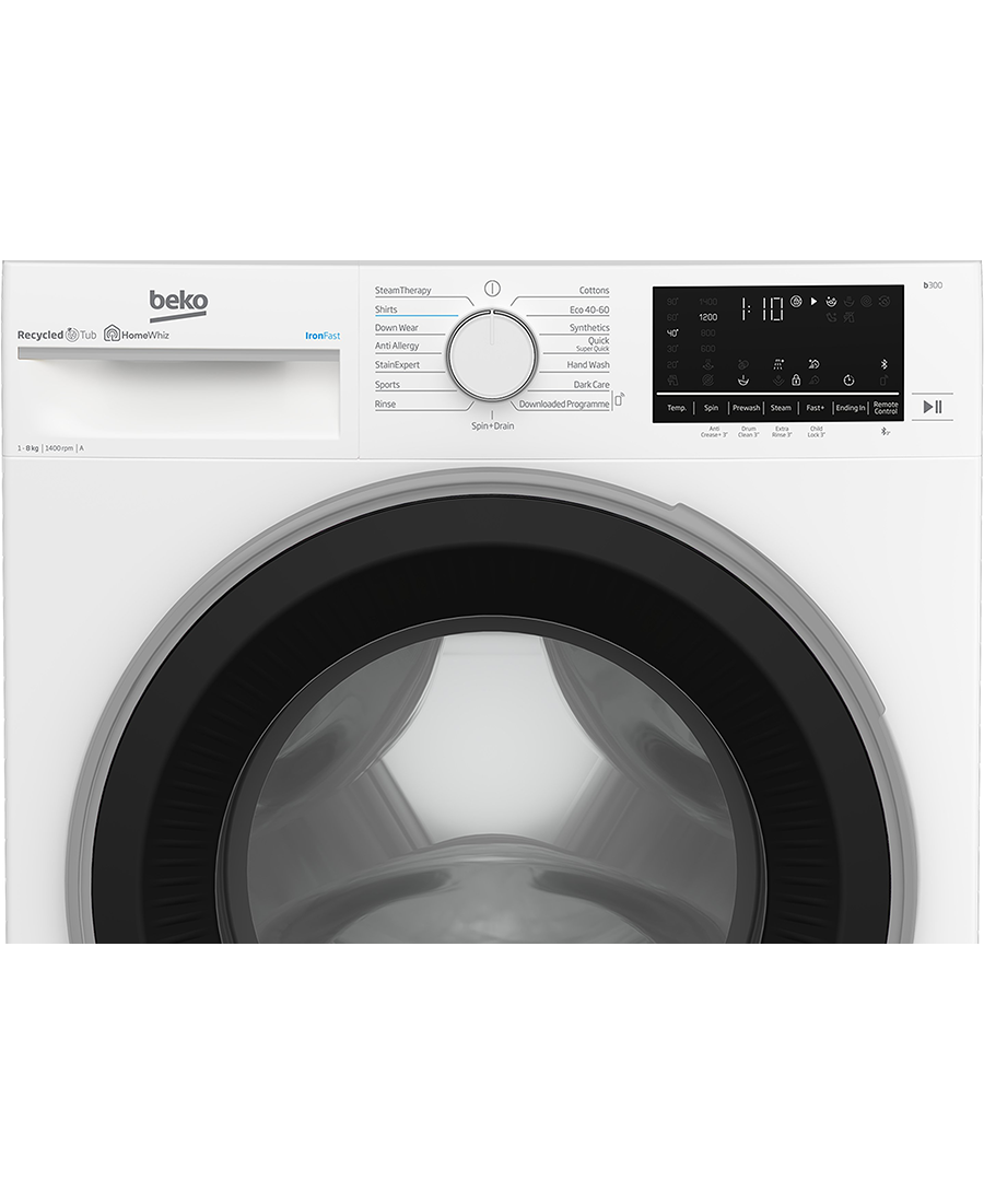 Beko Freestanding 8kg 1400rpm Washing Machine IronFast RecycledTub® B3W5841IW Redmond Electric Gorey