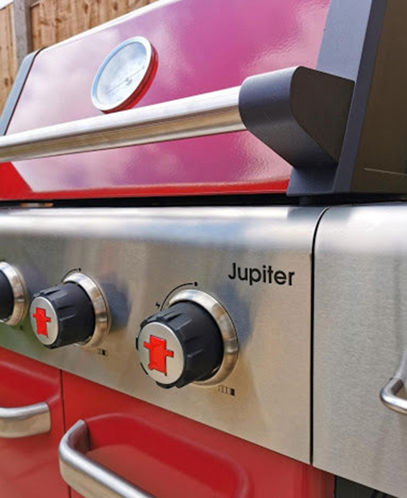 Jupiter 4 Burner Hybrid Gas BBQ (Red) - IN STOCK - Redmond Electric Gorey