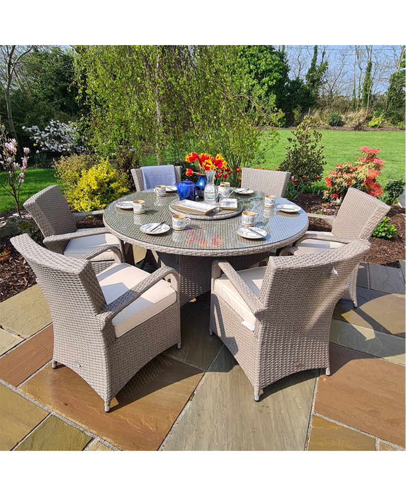 Culcita Casino 6 Seater Rattan Outdoor Dining Set RADRGY265